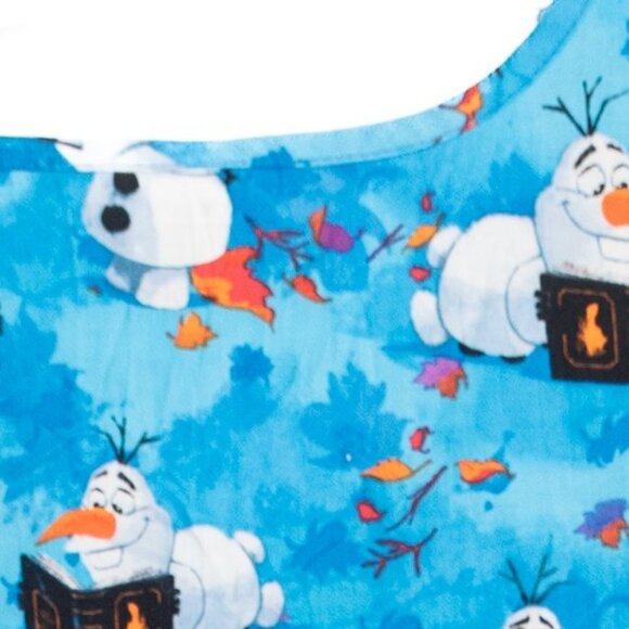 Disney Frozen Size L Olaf Snowman Blue Scrub Top Medical Nursing Uniform - Picture 6 of 8